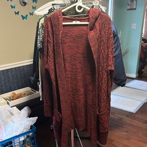 Merona Red Cardigan Sweater Soft Knit Open Front